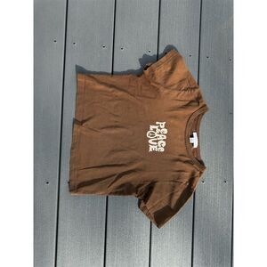 Topshop Women's Brown "Peace and Love" Graphic Tee Size M Casual